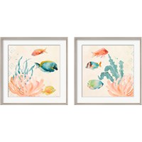 Framed Tropical Teal Coral Medley 2 Piece Framed Art Print Set