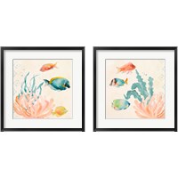 Framed Tropical Teal Coral Medley 2 Piece Framed Art Print Set