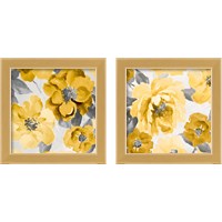 Framed Yellow and Gray Floral Delicate 2 Piece Framed Art Print Set