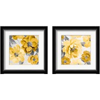 Framed 'Yellow and Gray Floral Delicate 2 Piece Framed Art Print Set' border=