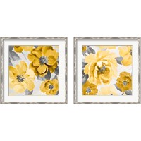 Framed 'Yellow and Gray Floral Delicate 2 Piece Framed Art Print Set' border=