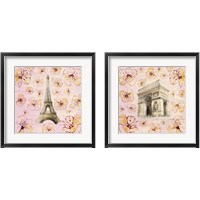 Framed 'Golden Paris on Floral 2 Piece Framed Art Print Set' border=