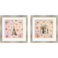 Framed 'Golden Paris on Floral 2 Piece Framed Art Print Set' border=