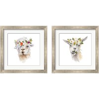 Framed 'Floral Llama 2 Piece Framed Art Print Set' border=