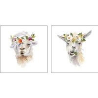 Framed 'Floral Llama 2 Piece Art Print Set' border=
