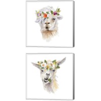 Framed 'Floral Llama 2 Piece Canvas Print Set' border=