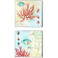 Framed 'Deep Sea Coral 2 Piece Canvas Print Set' border=