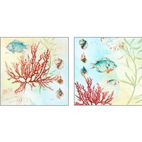Framed 'Deep Sea Coral 2 Piece Art Print Set' border=
