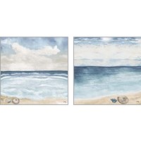 Framed 'Evening Coast View 2 Piece Art Print Set' border=