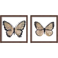 Framed 'Flutter Gold 2 Piece Framed Art Print Set' border=