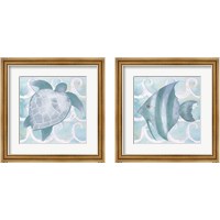 Framed 'Azure Sea Creatures  2 Piece Framed Art Print Set' border=