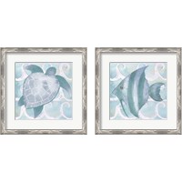 Framed 'Azure Sea Creatures  2 Piece Framed Art Print Set' border=