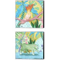 Framed 'Playful Jungle with Cheetah 2 Piece Canvas Print Set' border=