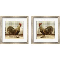 Framed Rooster on Damask  2 Piece Framed Art Print Set