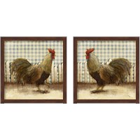Framed 'Rooster on Damask  2 Piece Framed Art Print Set' border=