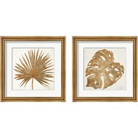Framed 'Golden Leaf Palm 2 Piece Framed Art Print Set' border=