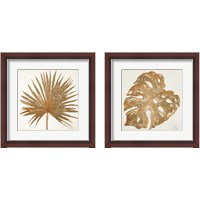 Framed 'Golden Leaf Palm 2 Piece Framed Art Print Set' border=