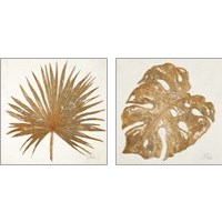 Framed 'Golden Leaf Palm 2 Piece Art Print Set' border=