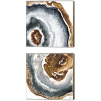 Framed Gray and Gold Agate 2 Piece Canvas Print Set