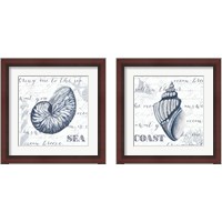 Framed 'Indigo Shell 2 Piece Framed Art Print Set' border=