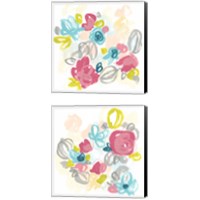 Framed 'Floral Scatter 2 Piece Canvas Print Set' border=