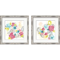 Framed 'Floral Scatter 2 Piece Framed Art Print Set' border=