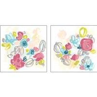 Framed 'Floral Scatter 2 Piece Art Print Set' border=