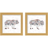 Framed 'Floral Animal Forest 2 Piece Framed Art Print Set' border=