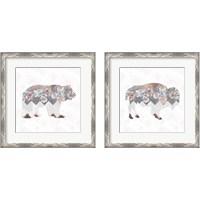 Framed 'Floral Animal Forest 2 Piece Framed Art Print Set' border=
