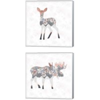 Framed 'Floral Animal Forest 2 Piece Canvas Print Set' border=
