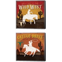 Framed 'Cattle Drive 2 Piece Canvas Print Set' border=