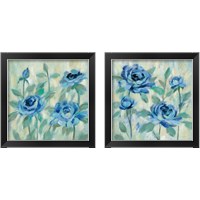 Framed Brushy Blue Flowers  2 Piece Framed Art Print Set
