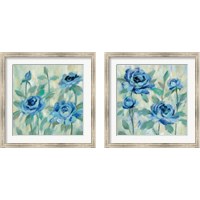 Framed Brushy Blue Flowers  2 Piece Framed Art Print Set