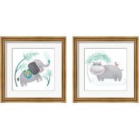 Framed 'Safari Cuties  2 Piece Framed Art Print Set' border=