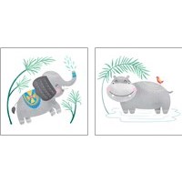 Framed 'Safari Cuties  2 Piece Art Print Set' border=
