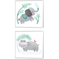 Framed 'Safari Cuties  2 Piece Canvas Print Set' border=