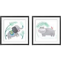 Framed 'Safari Cuties  2 Piece Framed Art Print Set' border=