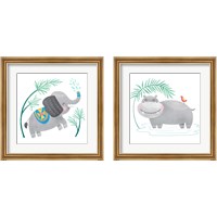 Framed 'Safari Cuties  2 Piece Framed Art Print Set' border=