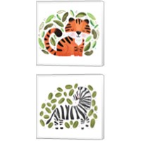 Framed 'Safari Cuties  2 Piece Canvas Print Set' border=