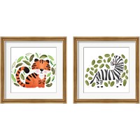 Framed 'Safari Cuties  2 Piece Framed Art Print Set' border=