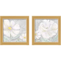 Framed 'Peaceful Repose Floral on Gray  2 Piece Framed Art Print Set' border=