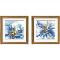 Framed 'Blue Watercolor Poppy Close Up 2 Piece Framed Art Print Set' border=