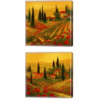 Framed 'Poppies of Toscano 2 Piece Canvas Print Set' border=