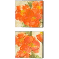Framed 'Tangerine Poppies 2 Piece Canvas Print Set' border=