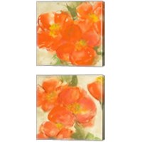 Framed 'Tangerine Poppies 2 Piece Canvas Print Set' border=