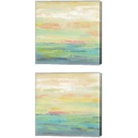 Framed 'Pink Clouds  2 Piece Canvas Print Set' border=