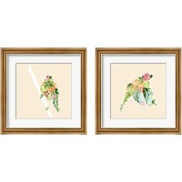Framed 'Foliage & Feathers 2 Piece Framed Art Print Set' border=