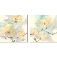 Framed Magnolias in White 2 Piece Art Print Set