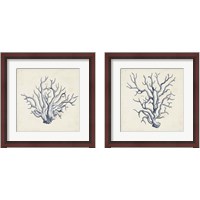 Framed 'Coral Trio in Indigo 2 Piece Framed Art Print Set' border=