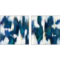 Framed 'Blue Texture 2 Piece Art Print Set' border=